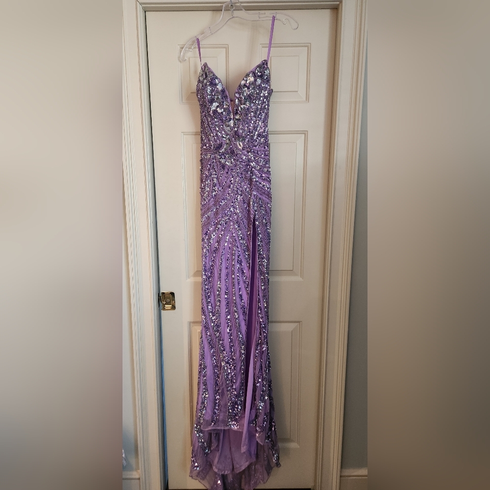 Ashley Lauren Beaded Prom Gown in Lilac